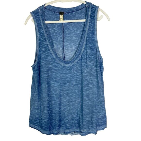 NWOT We The Free Breezy Oversized Blue Burnout Sleeveless Tank, Raw Hem, XS - Picture 1 of 9